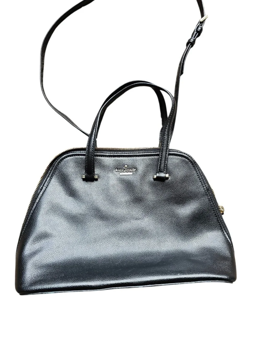Kate Spade Small Rima Black Leather Dome Satchel Crossbody